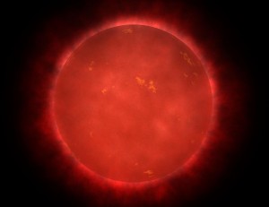 Umelecká predstava blízkeho pohľadu na červeného trpaslíka, najbežnejšieho typu hviezdy v našej Galaxii