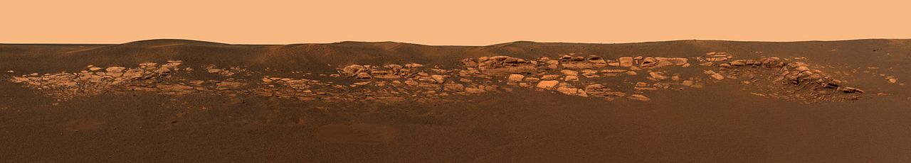 Panoráma krátera Eagle, miesta pristátia Opportunity